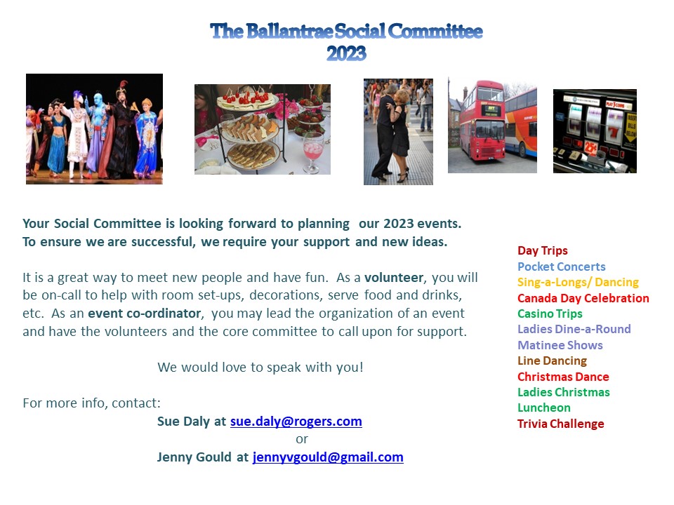 Ballantrae Social Committee new season recruits