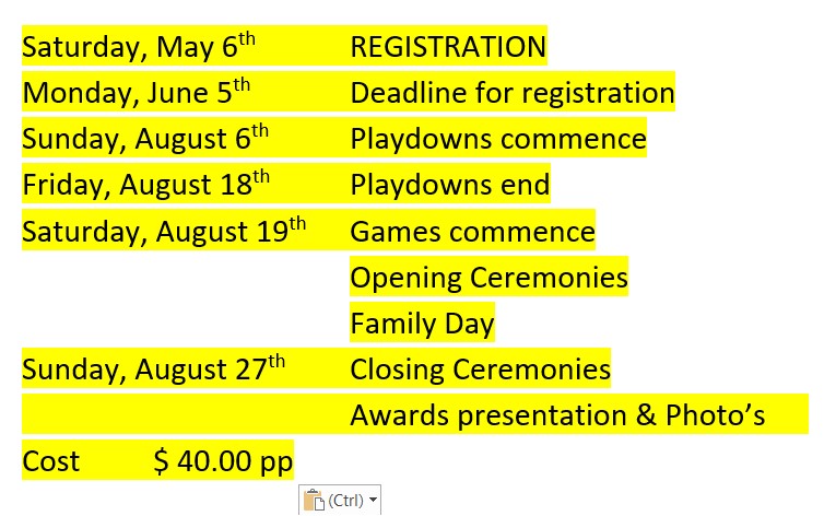 BSG Schedule